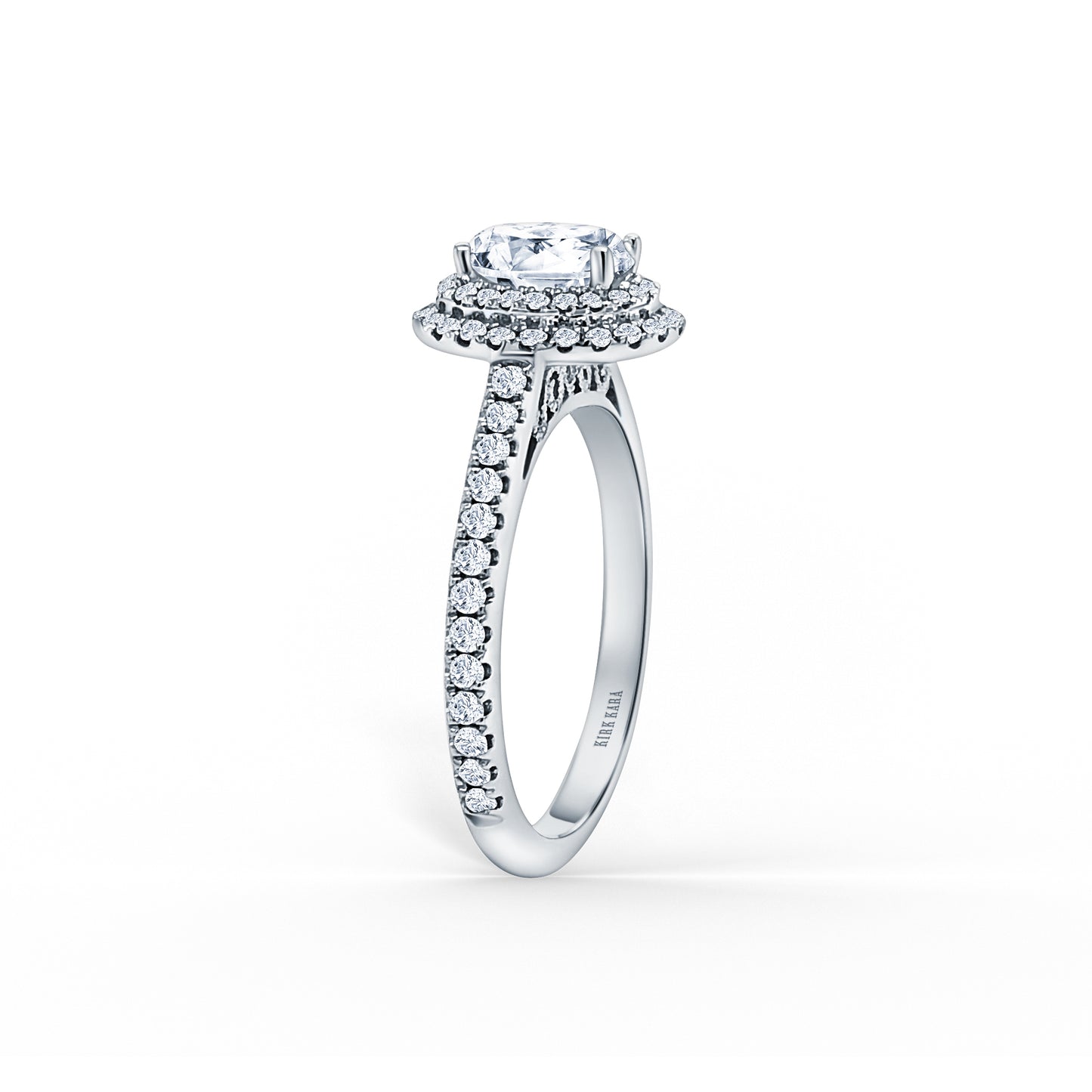 Classic Delicate Prong Set Double Halo Diamond Engagement Ring