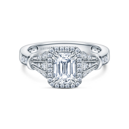 Three Leaf Halo Diamond Engagement Ring