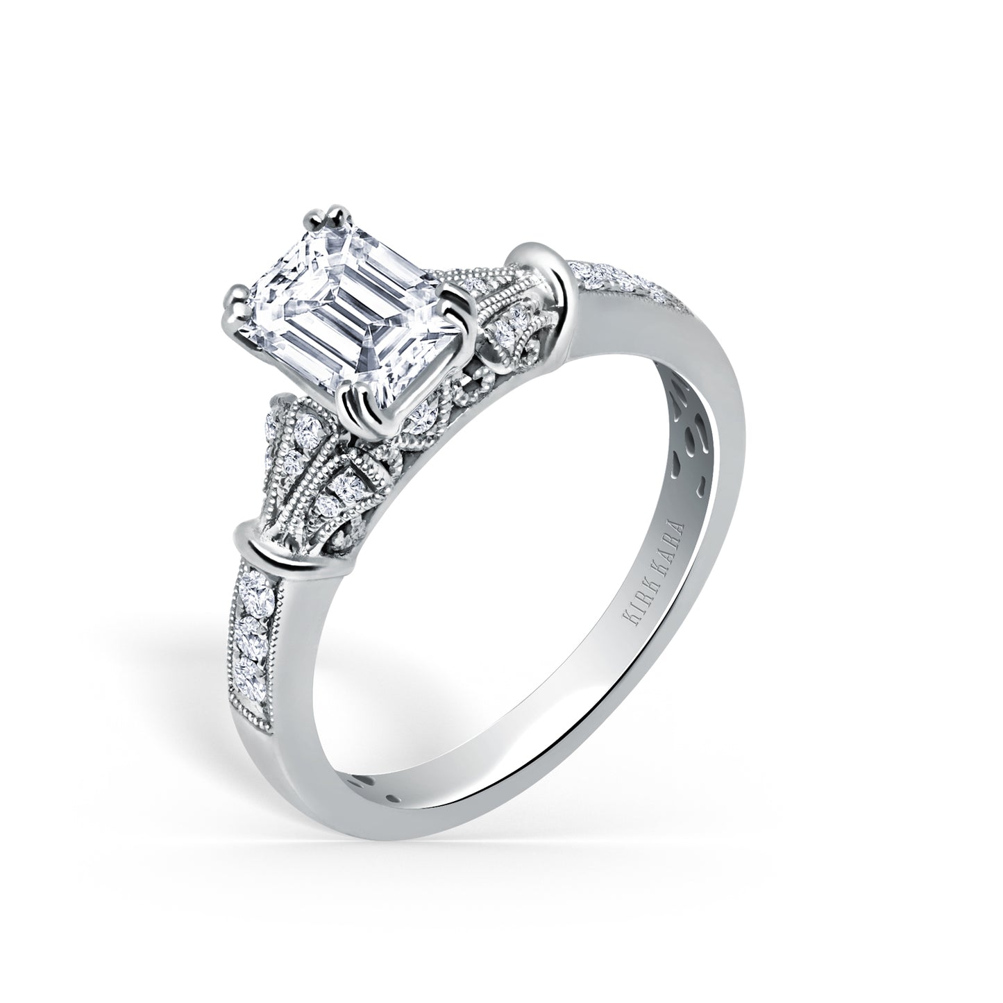 Three Leaf Diamond Engagement Ring