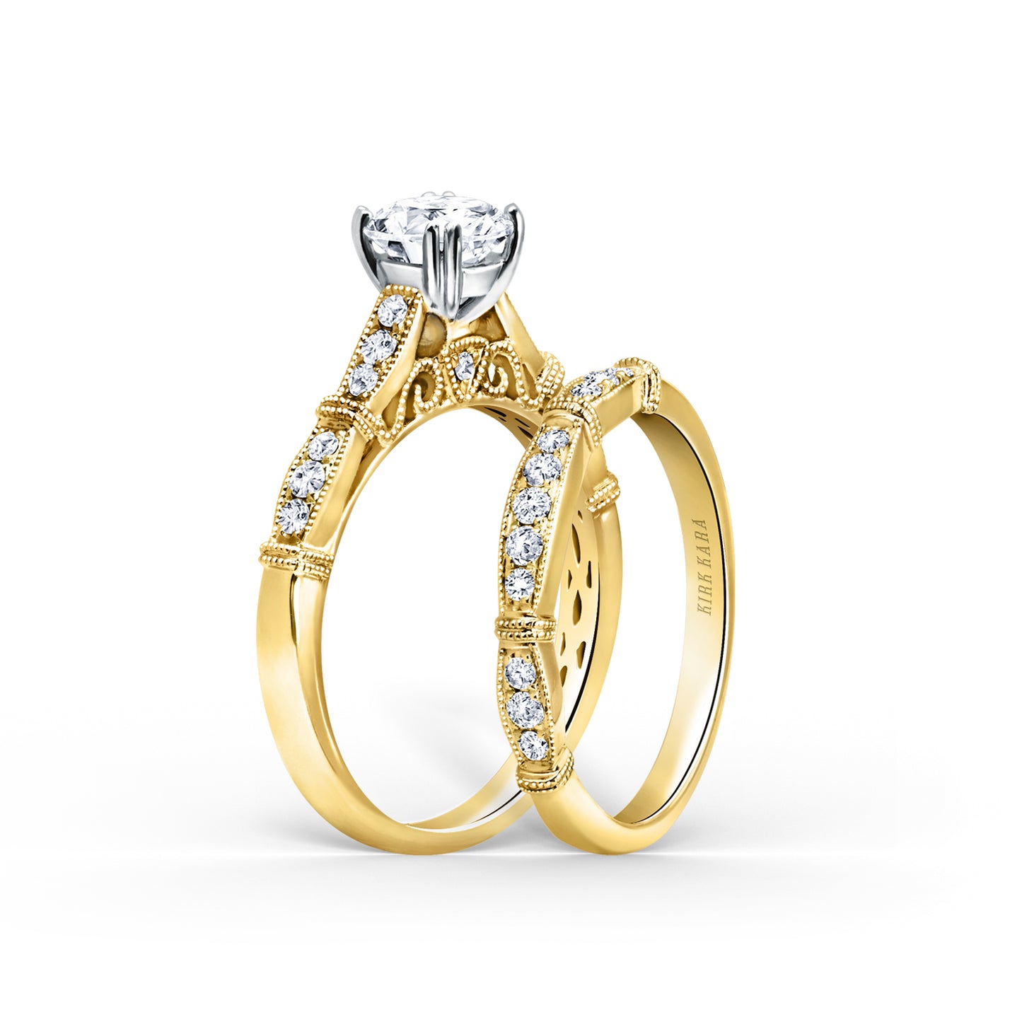Traditional Pavé Cathedral Diamond Engagement Ring
