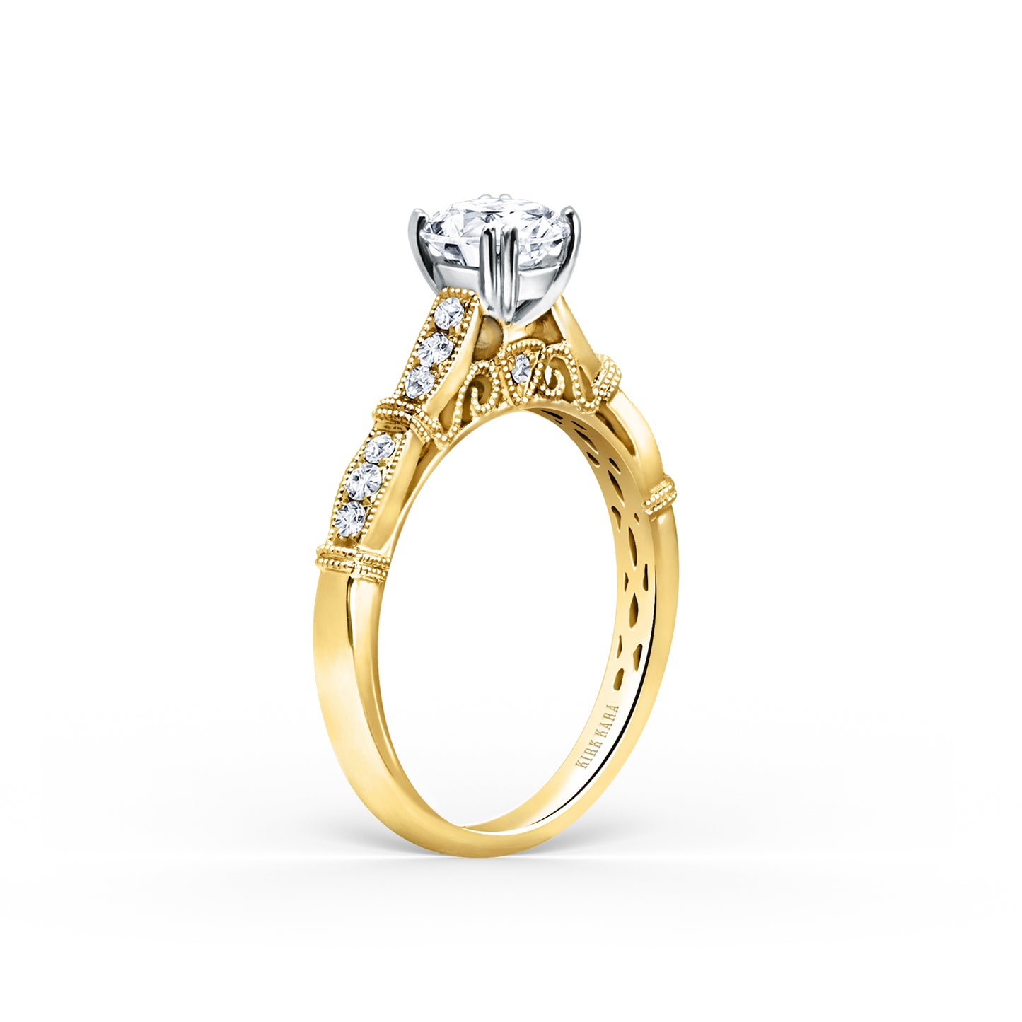 Traditional Pavé Cathedral Diamond Engagement Ring