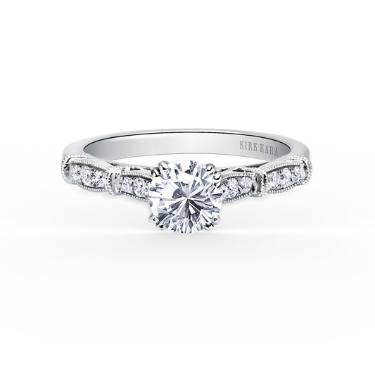 Traditional Pavé Cathedral Diamond Engagement Ring