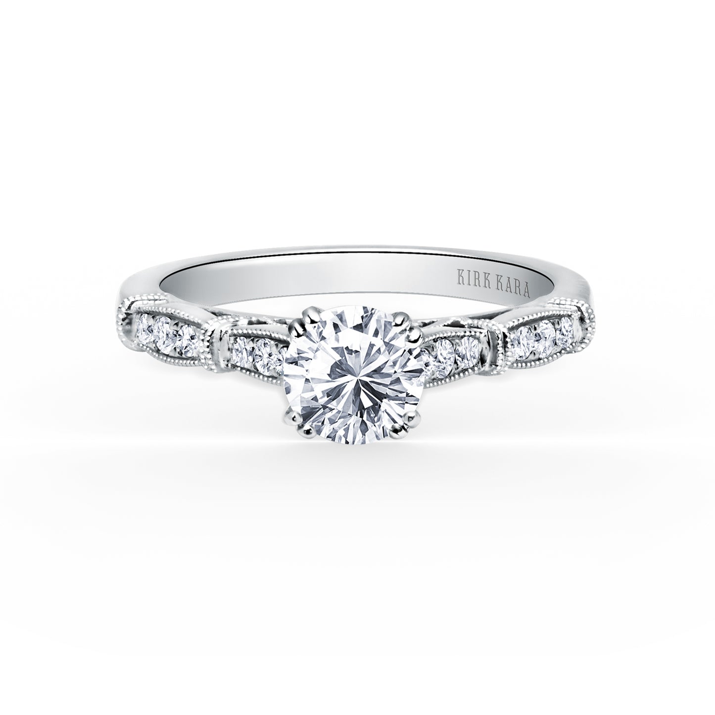 Traditional Pavé Cathedral Diamond Engagement Ring