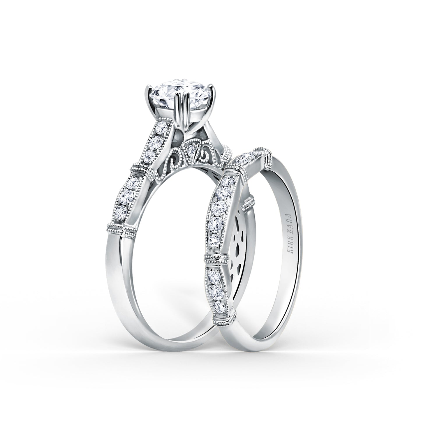 Traditional Pavé Cathedral Diamond Engagement Ring