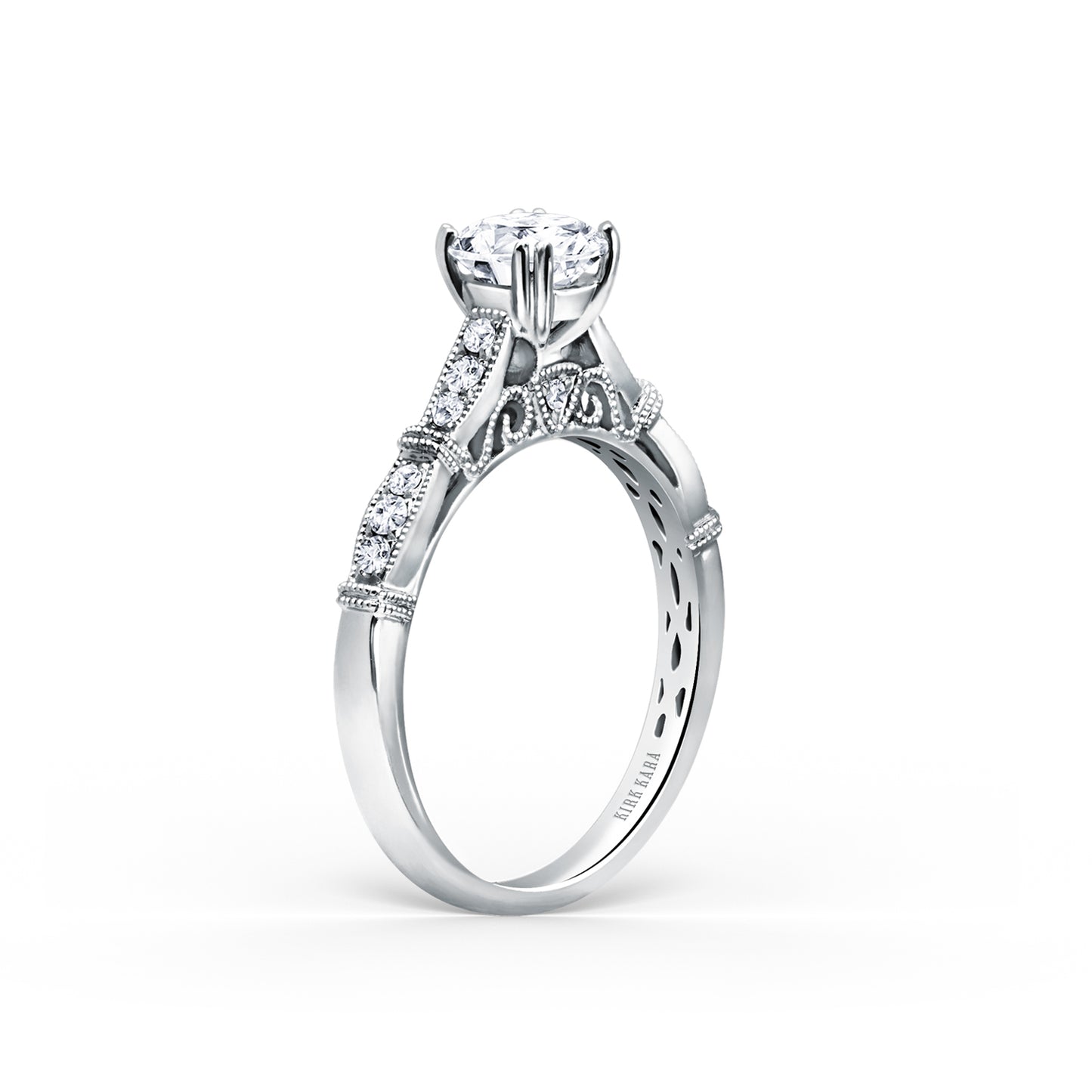 Traditional Pavé Cathedral Diamond Engagement Ring