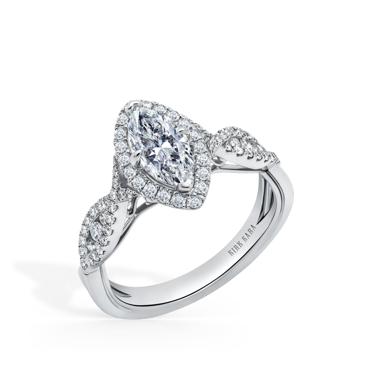 Classic Twist Channel Halo Diamond Engagement Ring