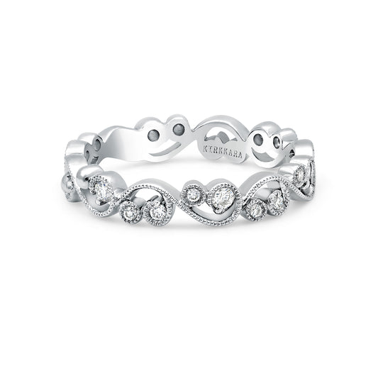 Stackable Milgrain Lace Diamond Wedding Band