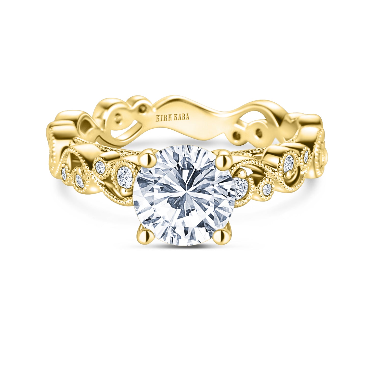 Lace Milgrain Cathedral Solitaire Diamond Engagement Ring
