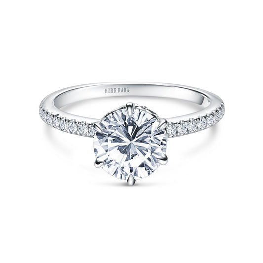 Milgrain Swirl 6 Prong Basket Solitaire Diamond Engagement Ring