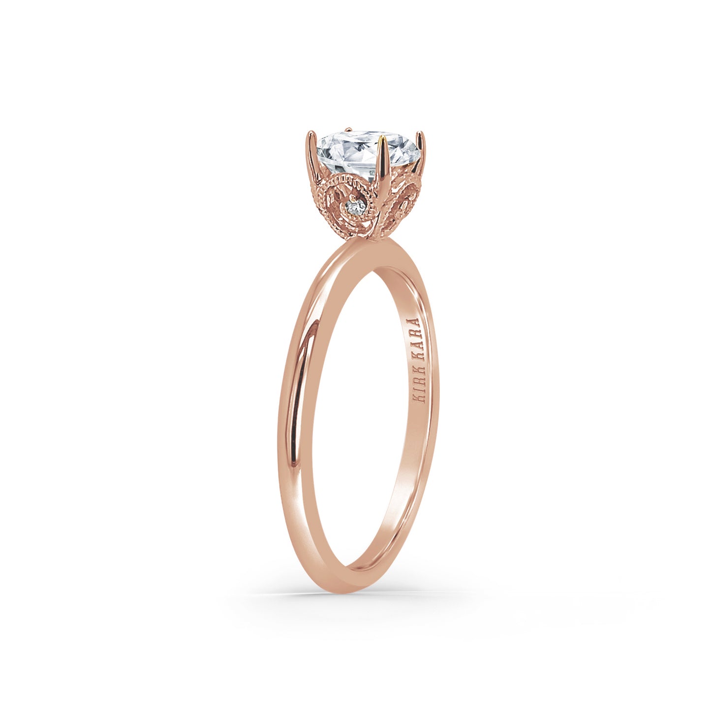 Milgrain Round Diamond Basket Engagement Ring