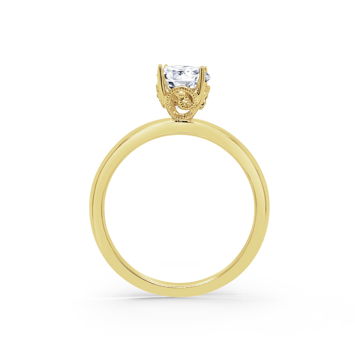 Milgrain Round Diamond Basket Engagement Ring