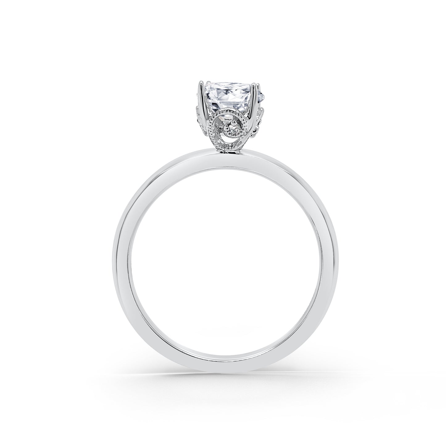 Milgrain Round Diamond Basket Engagement Ring