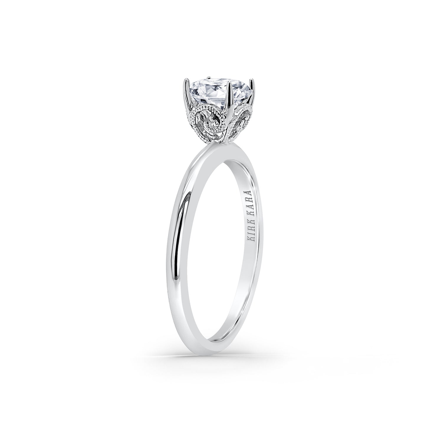 Milgrain Round Diamond Basket Engagement Ring