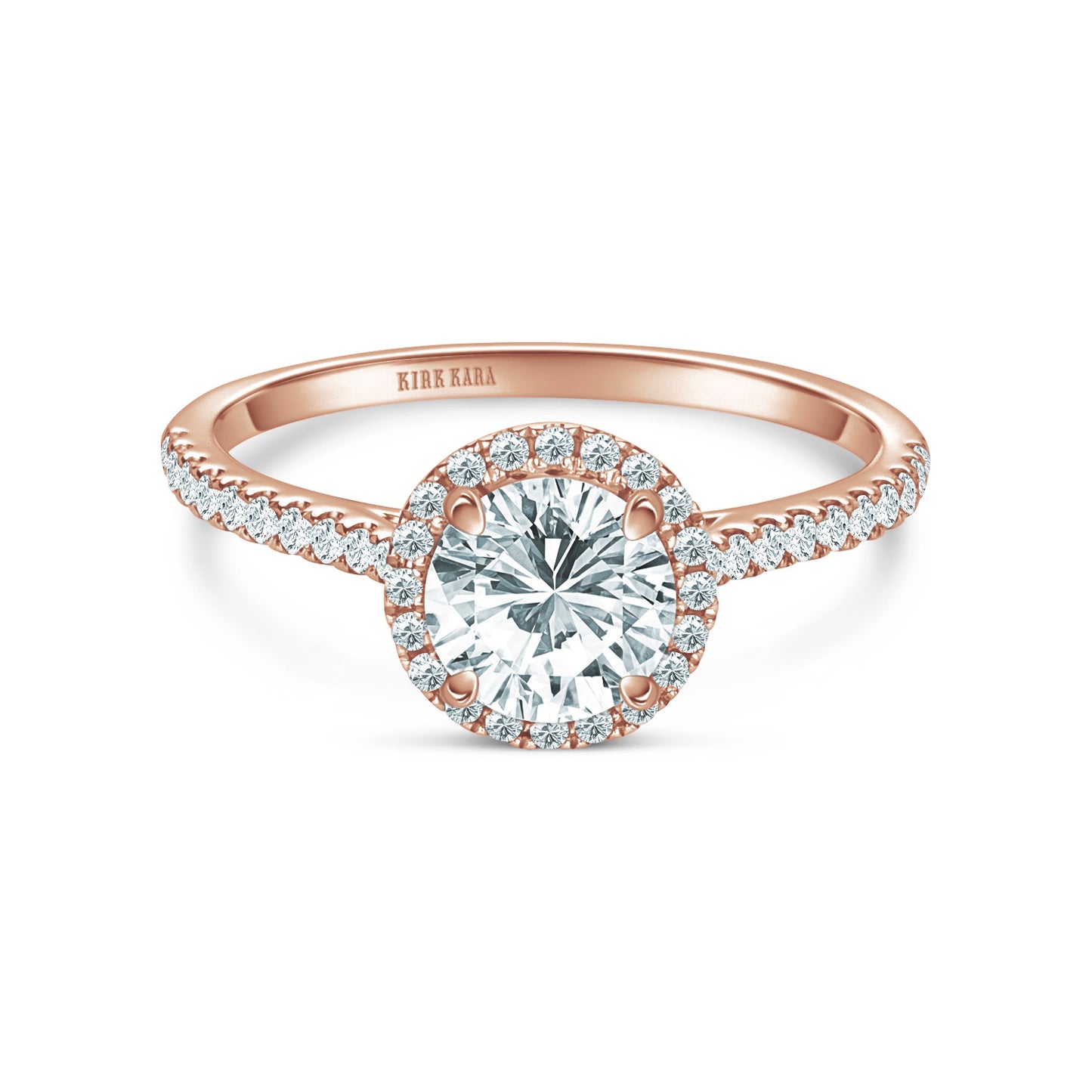 Classic Halo Diamond Shank Engagement Ring
