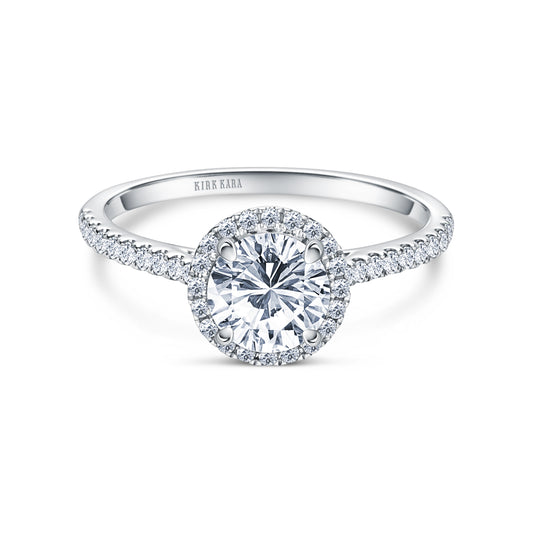 Classic Halo Diamond Shank Engagement Ring