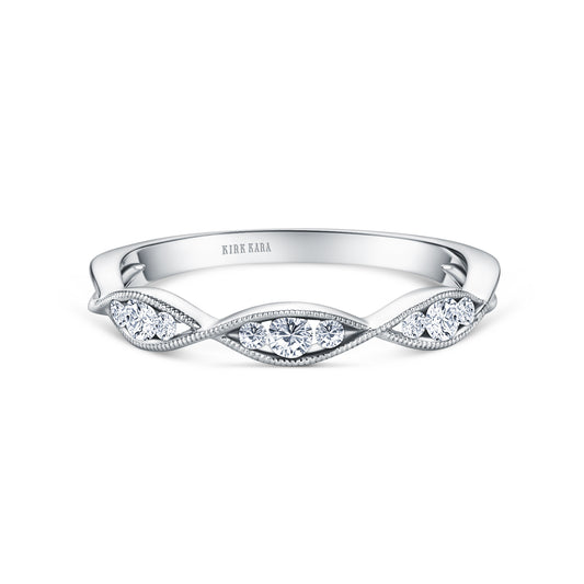 Milgrain Ribbon Channel Set Diamond Wedding Band