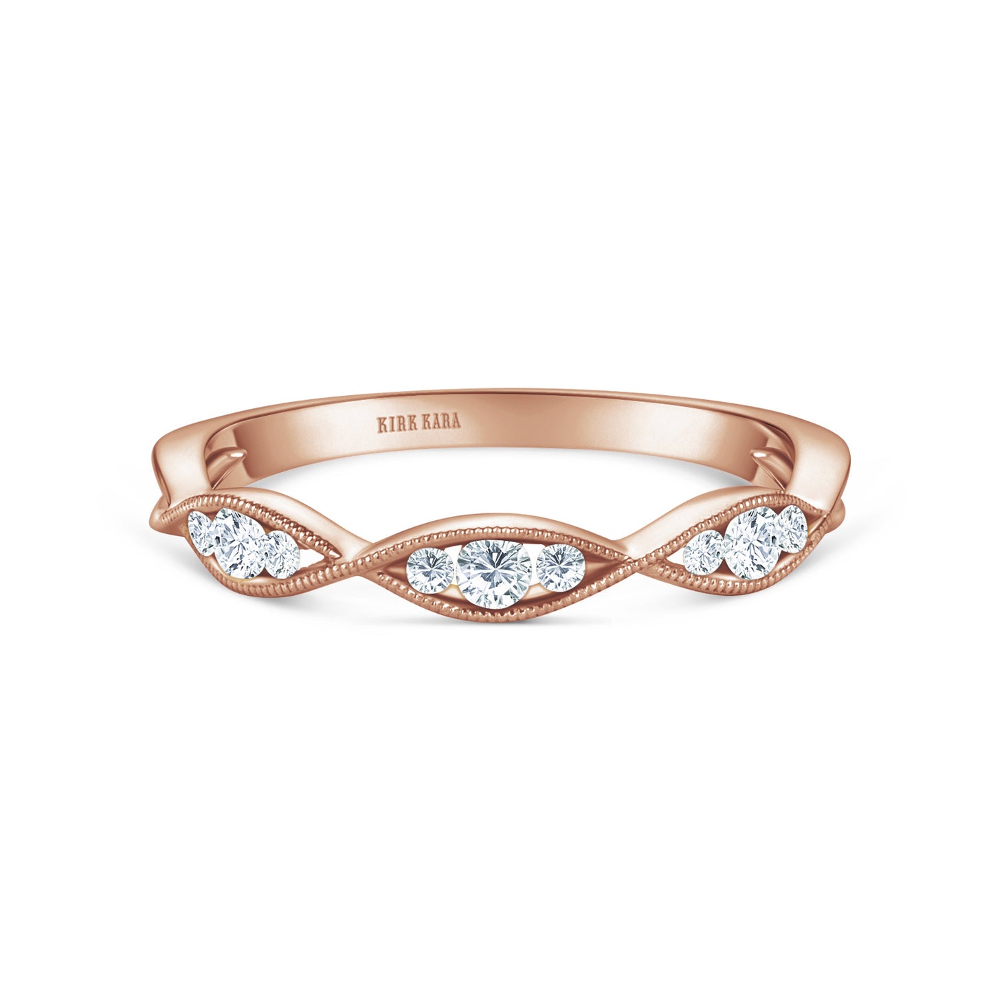 Milgrain Ribbon Channel Set Diamond Wedding Band