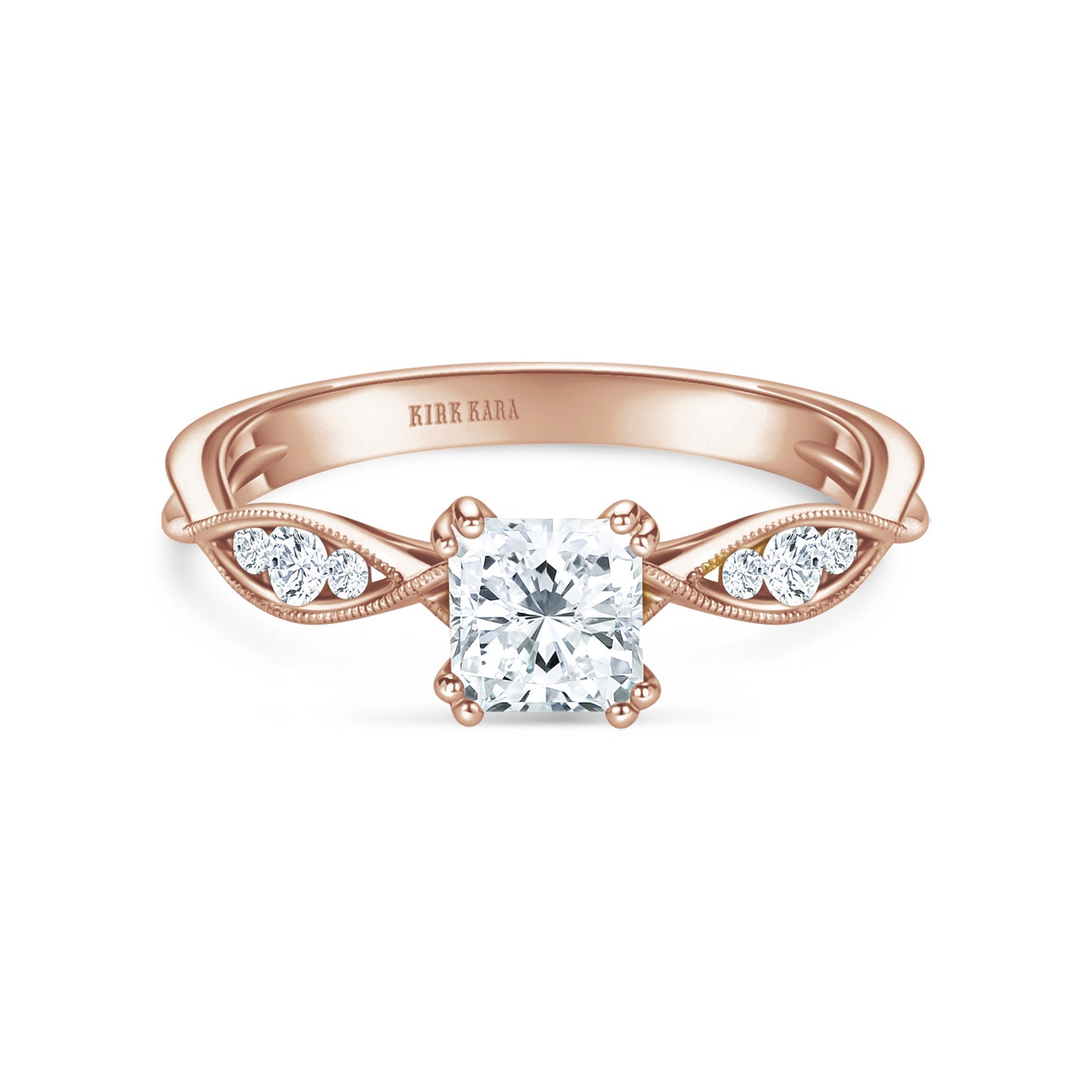 Milgrain Ribbon Channel Set Diamond Engagement Ring
