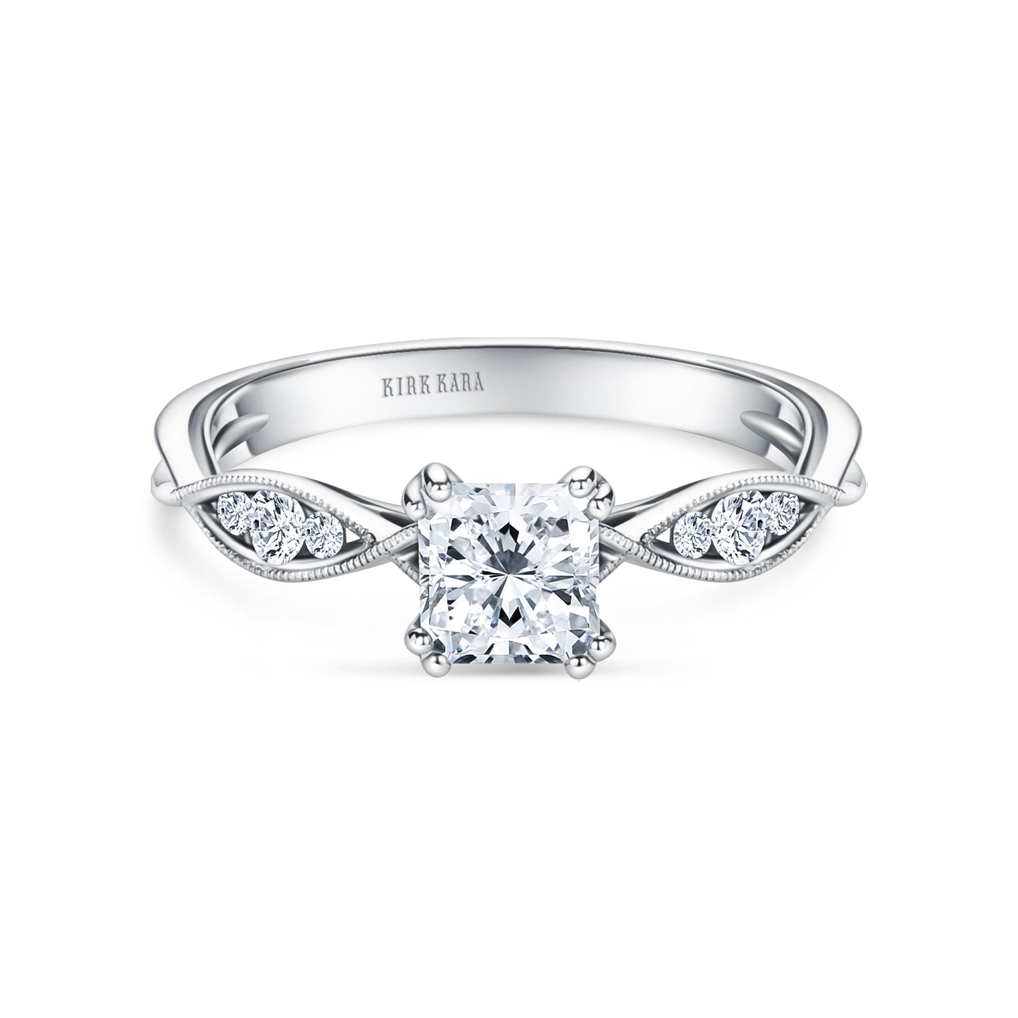 Milgrain Ribbon Channel Set Diamond Engagement Ring