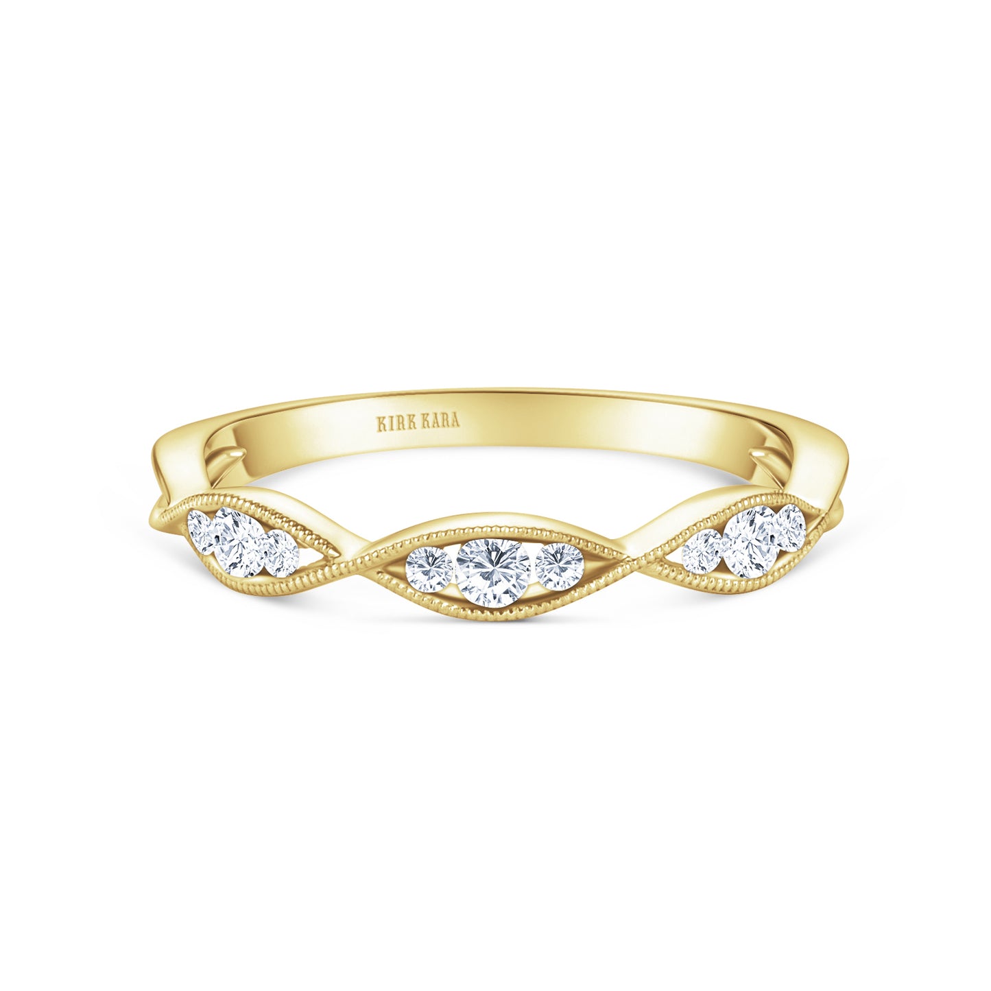 Milgrain Ribbon Channel Set Diamond Wedding Band