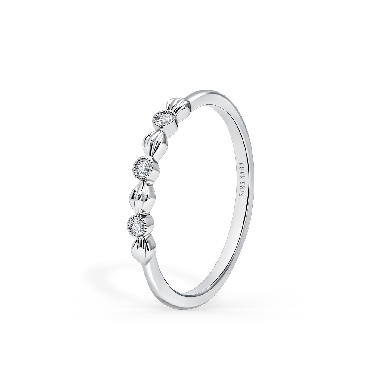 Floral Milgrain Diamond Wedding Band