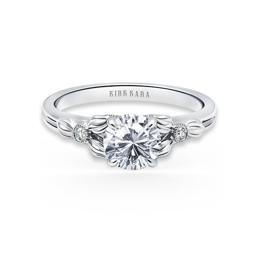 Leaf Milgrain Diamond Engagement Ring