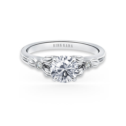 Leaf Milgrain Diamond Engagement Ring