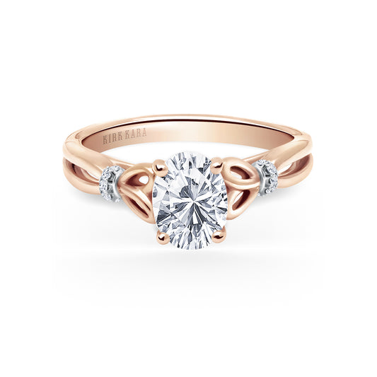 High Polish Bow Ring with 1ct Oval Certified Lab Diamond Center