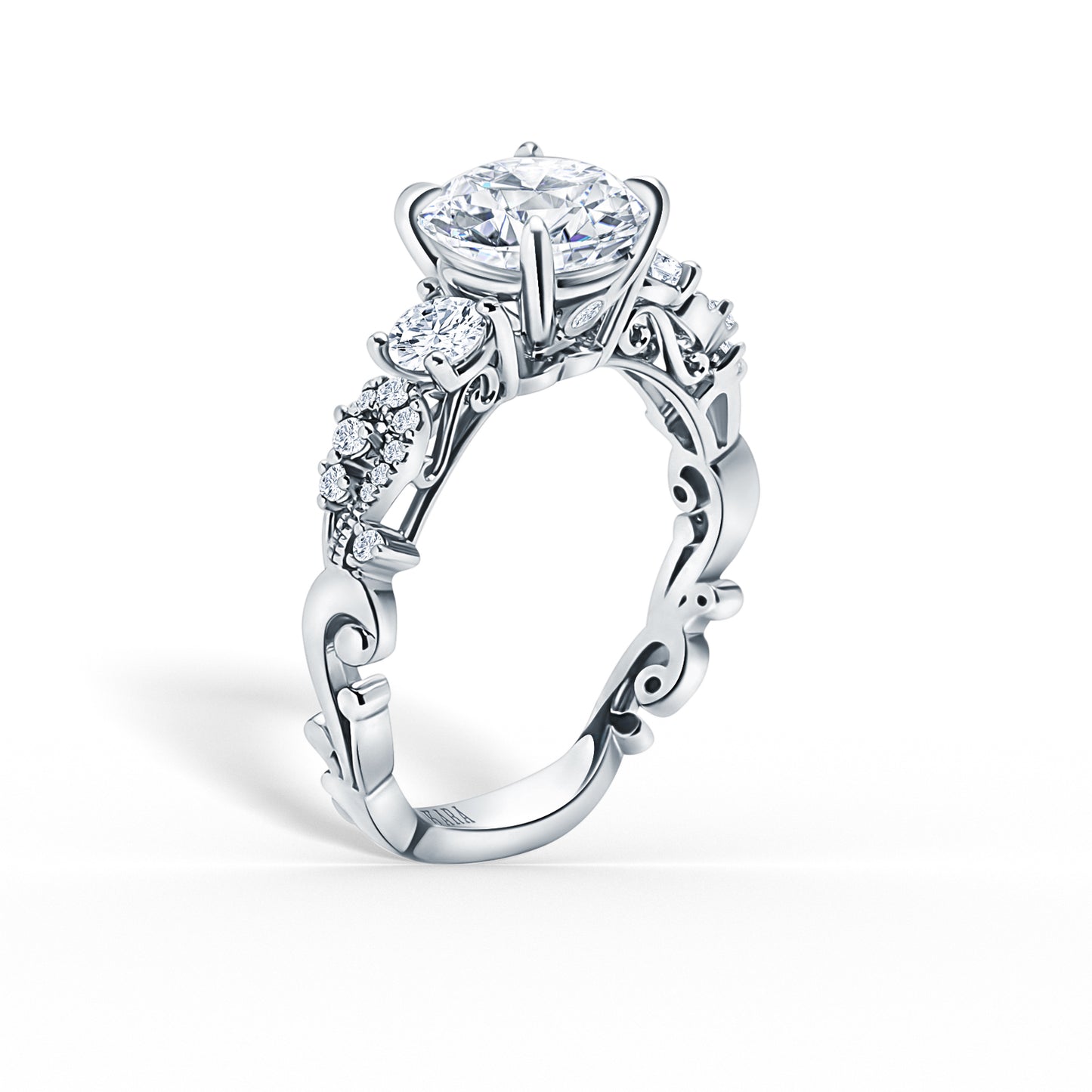 Artisan Crown Three Stone Diamond Engagement Ring