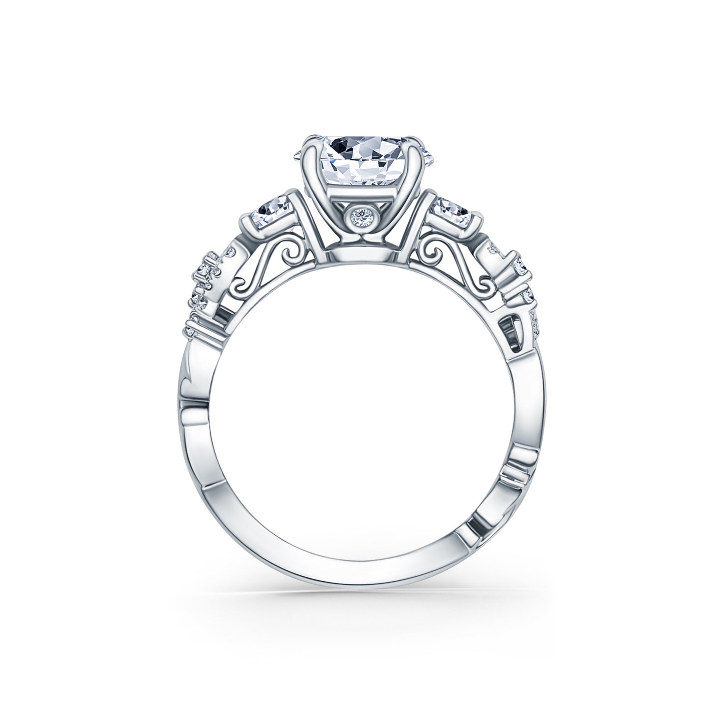 Artisan Crown Three Stone Diamond Engagement Ring