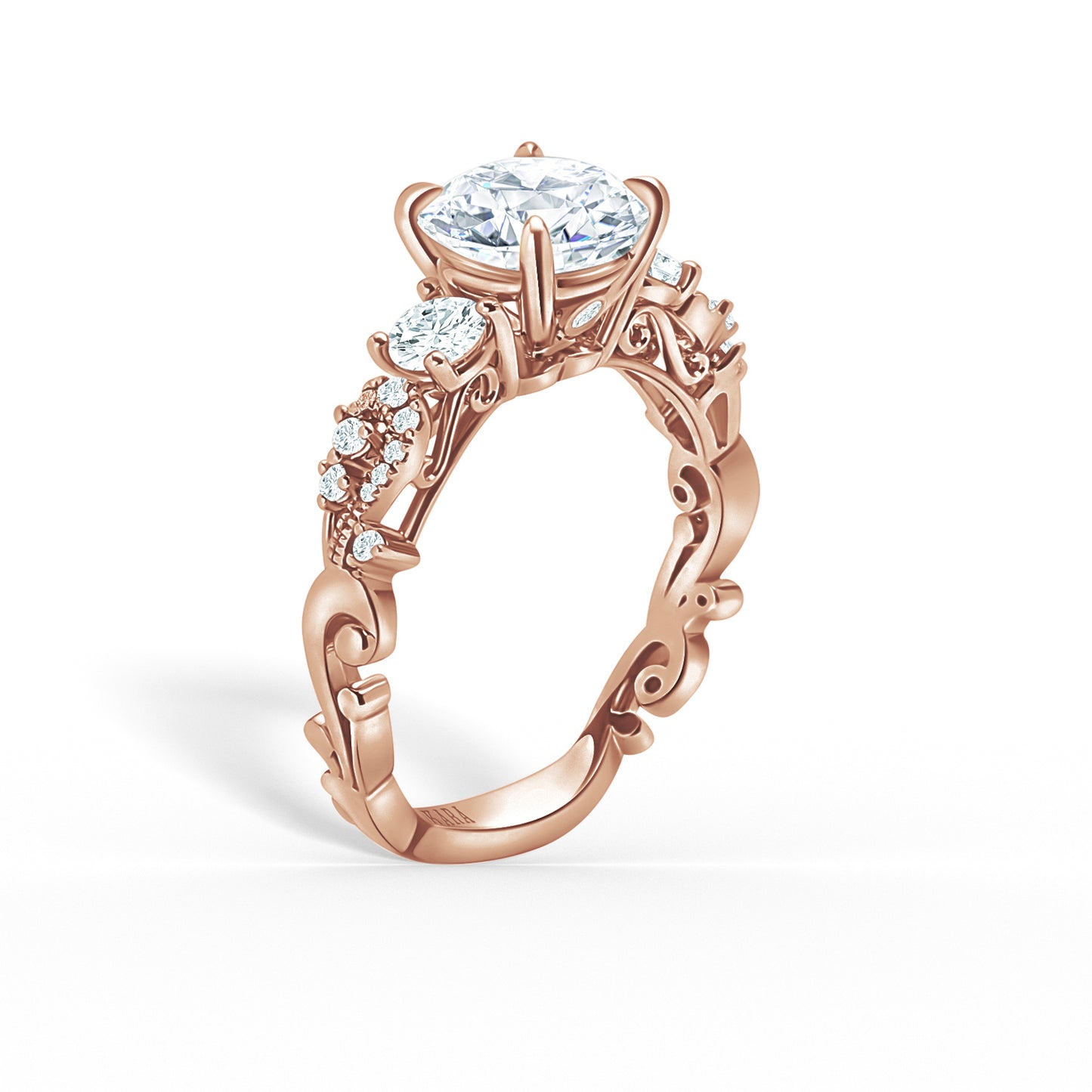 Artisan Crown Three Stone Diamond Engagement Ring