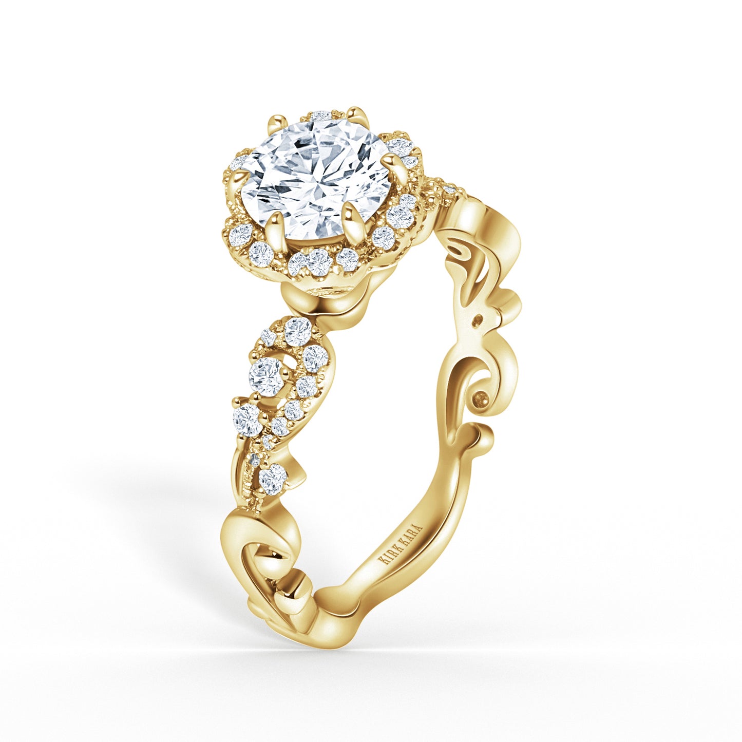 Artisan Crown Halo Diamond Engagement Ring