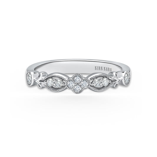 Floral Clover Diamond Wedding Band