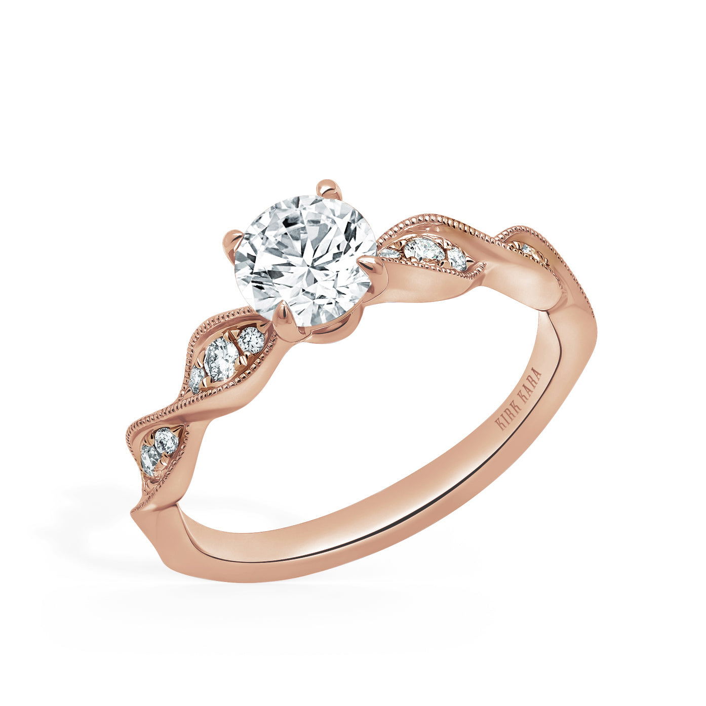 Twist Milgrain Pavé Diamond Engagement Ring
