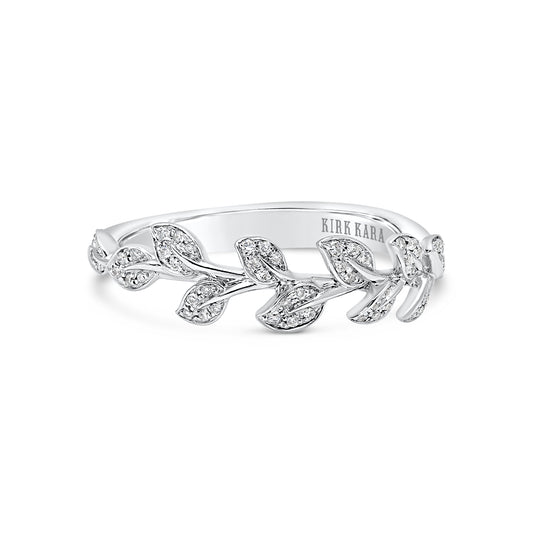 Pavé Leaf Diamond Wedding Band