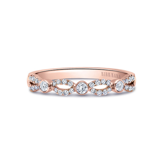 Rose Deco Bezel Accent Diamond Wedding Band