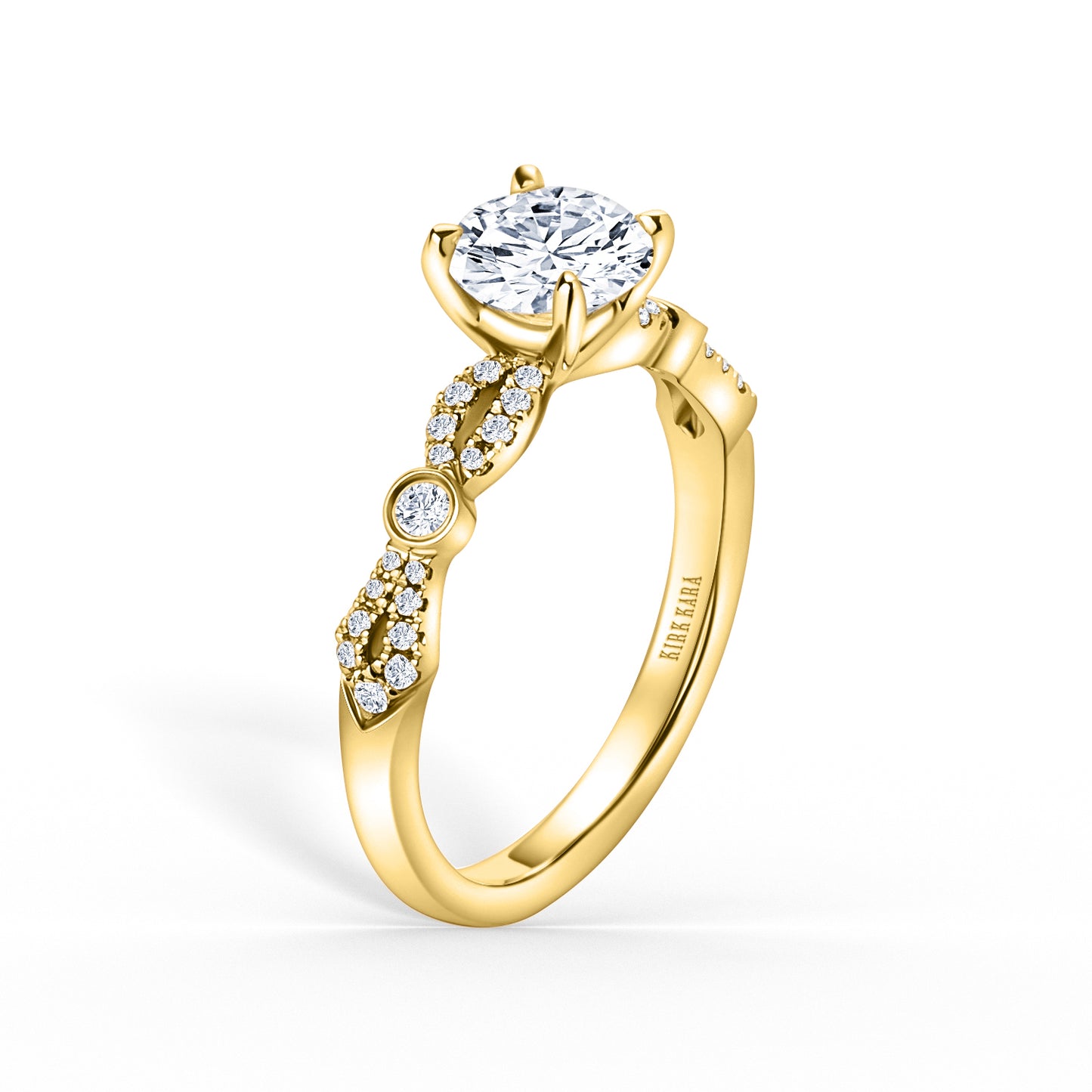 Deco Bezel Accent Diamond Engagement Ring