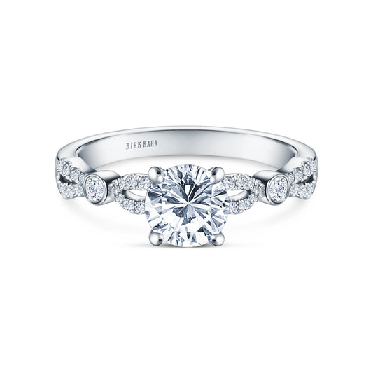 Deco Bezel Accent Diamond Engagement Ring