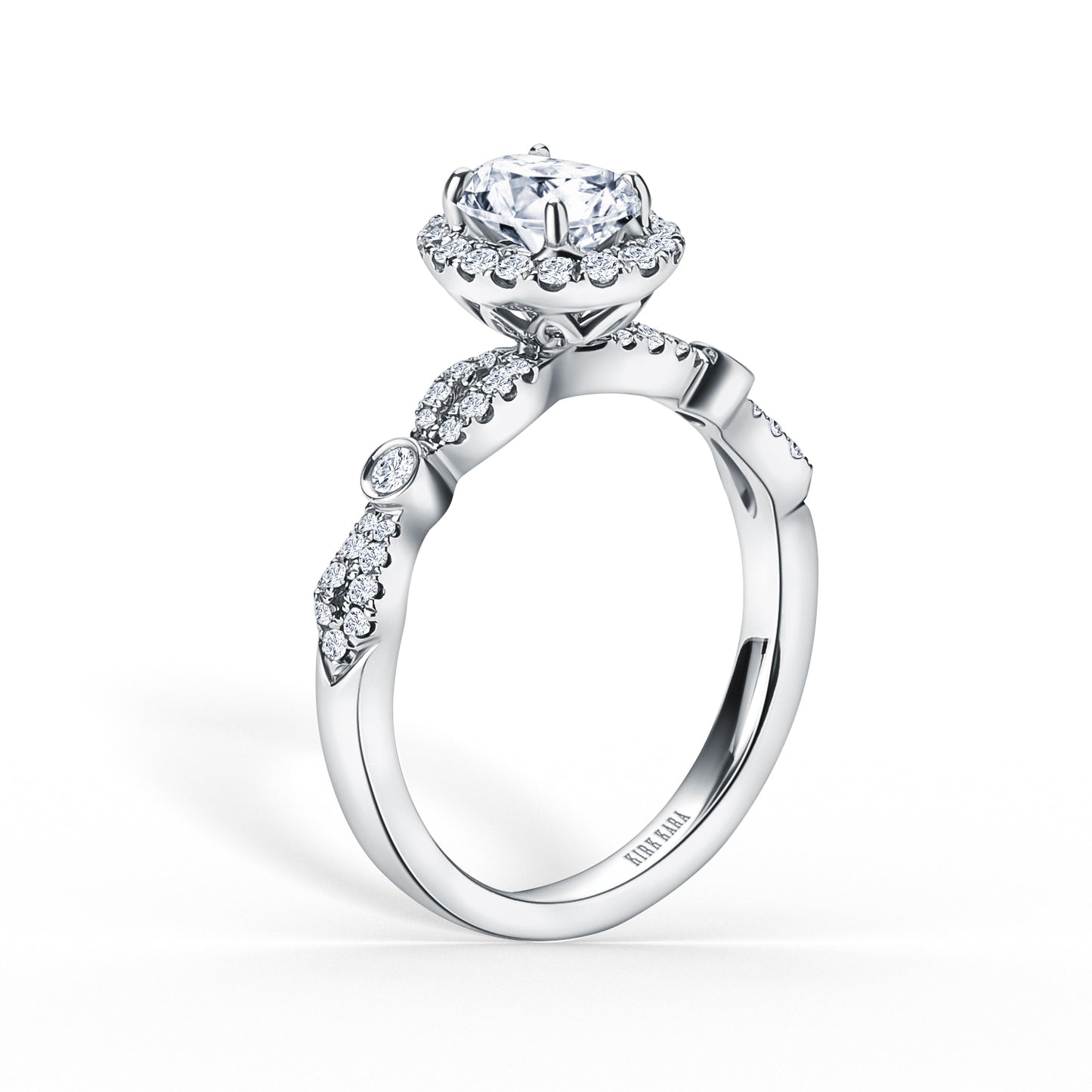 Kirk Kara Pirouetta Princess Cut Two-Tone Halo Diamond Engagement Ring - 18K White & Rose Gold