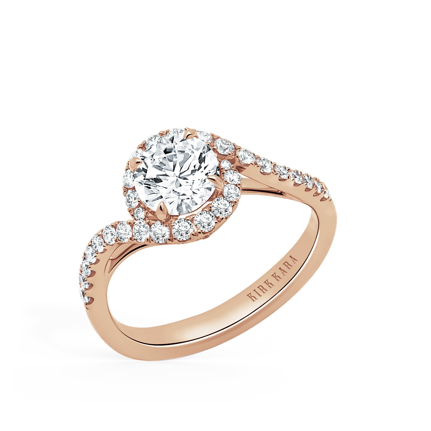 Bypass Halo Diamond Engagement Ring