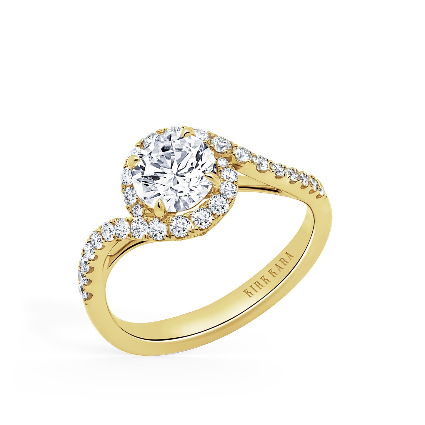 Bypass Halo Diamond Engagement Ring