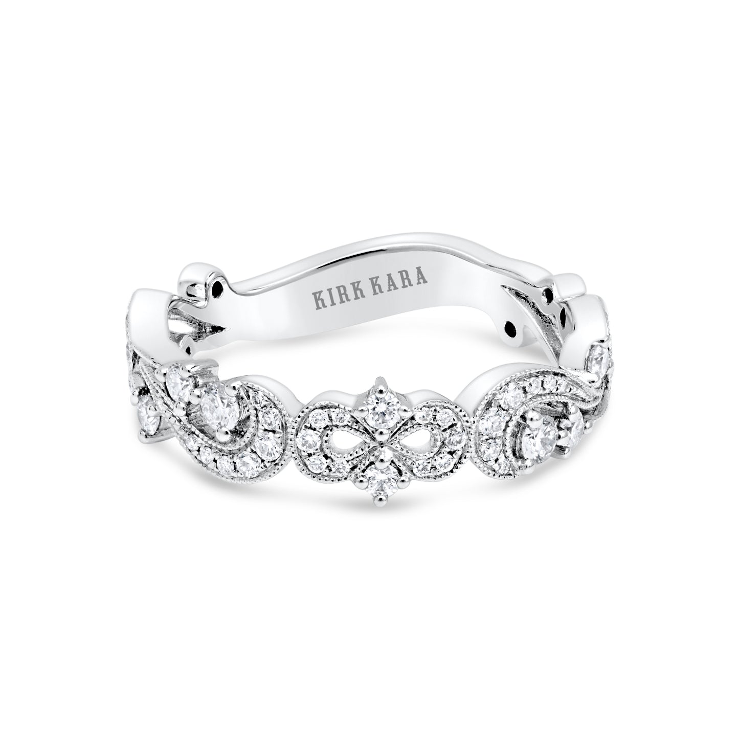 Romantic Artisan Crown Diamond Wedding Band