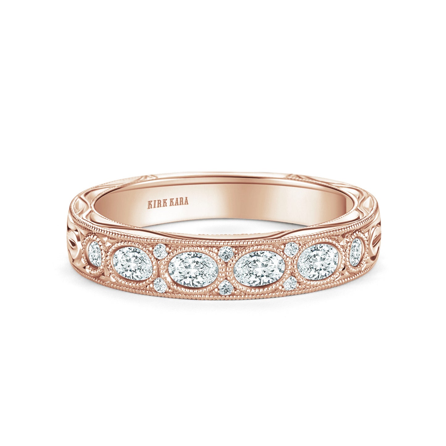 Leaf Oval Accent Diamond Wedding Band