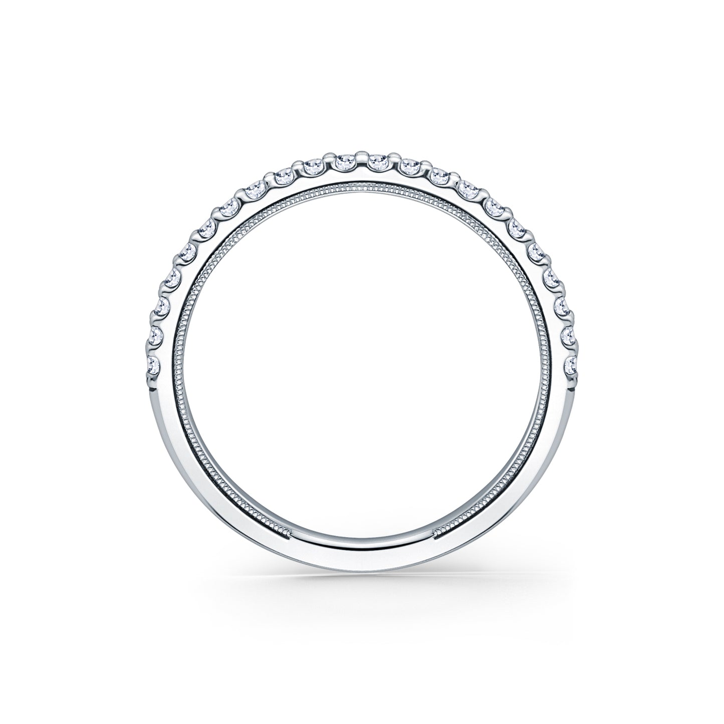 Classic Prong Set Milgrain Diamond Wedding Band