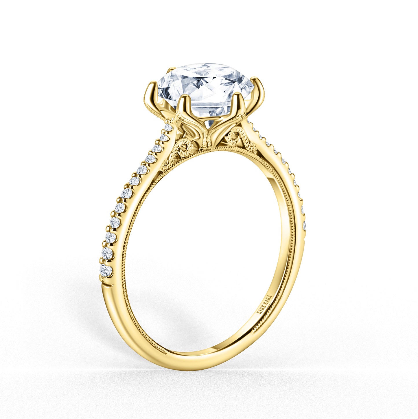 Classic Filigree Diamond Solitaire Engagement Ring