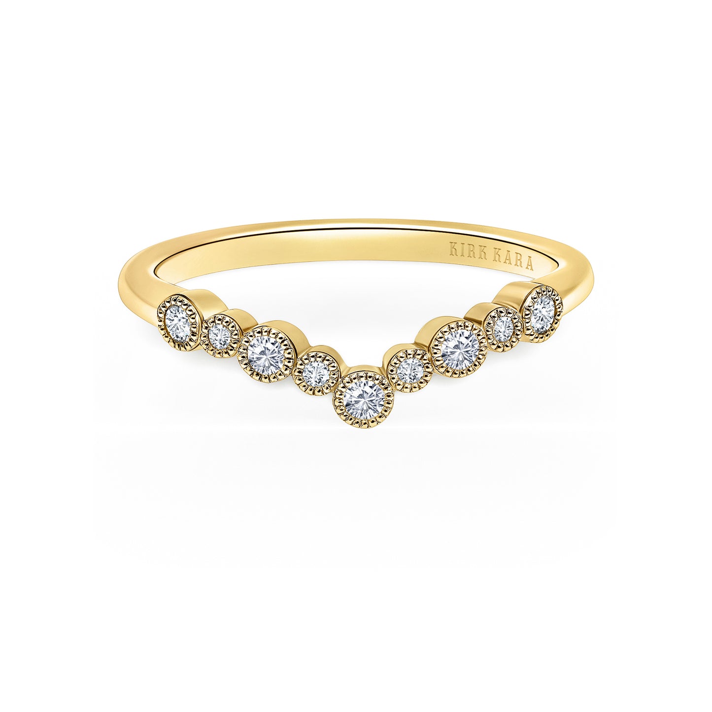 Bubble Milgrain Diamond V Wedding Band