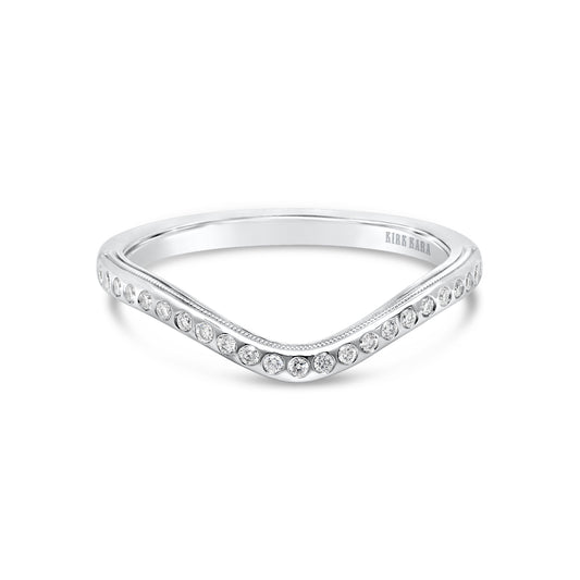 Boho Diamond Curved Wedding Band