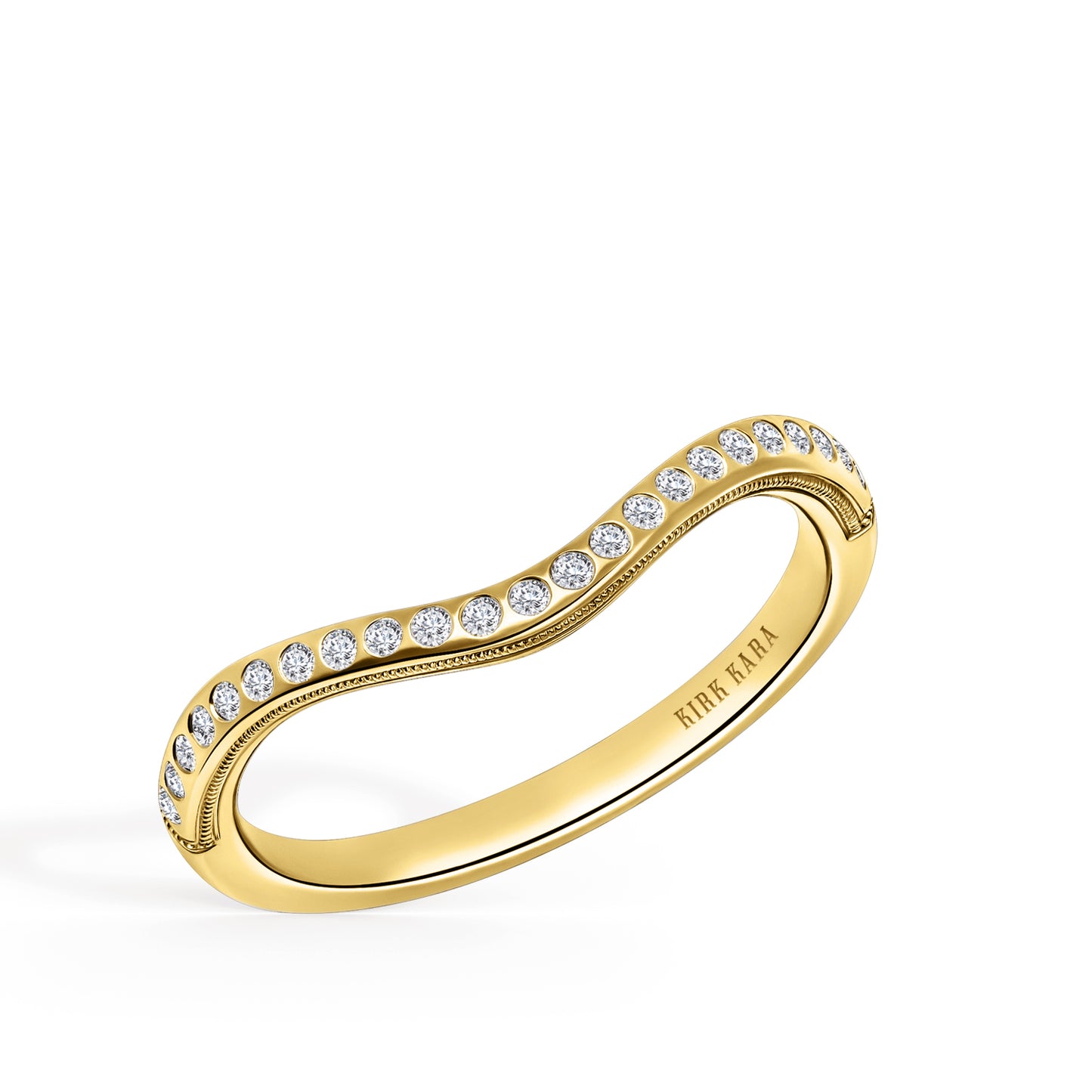 Boho Diamond Curved Wedding Band