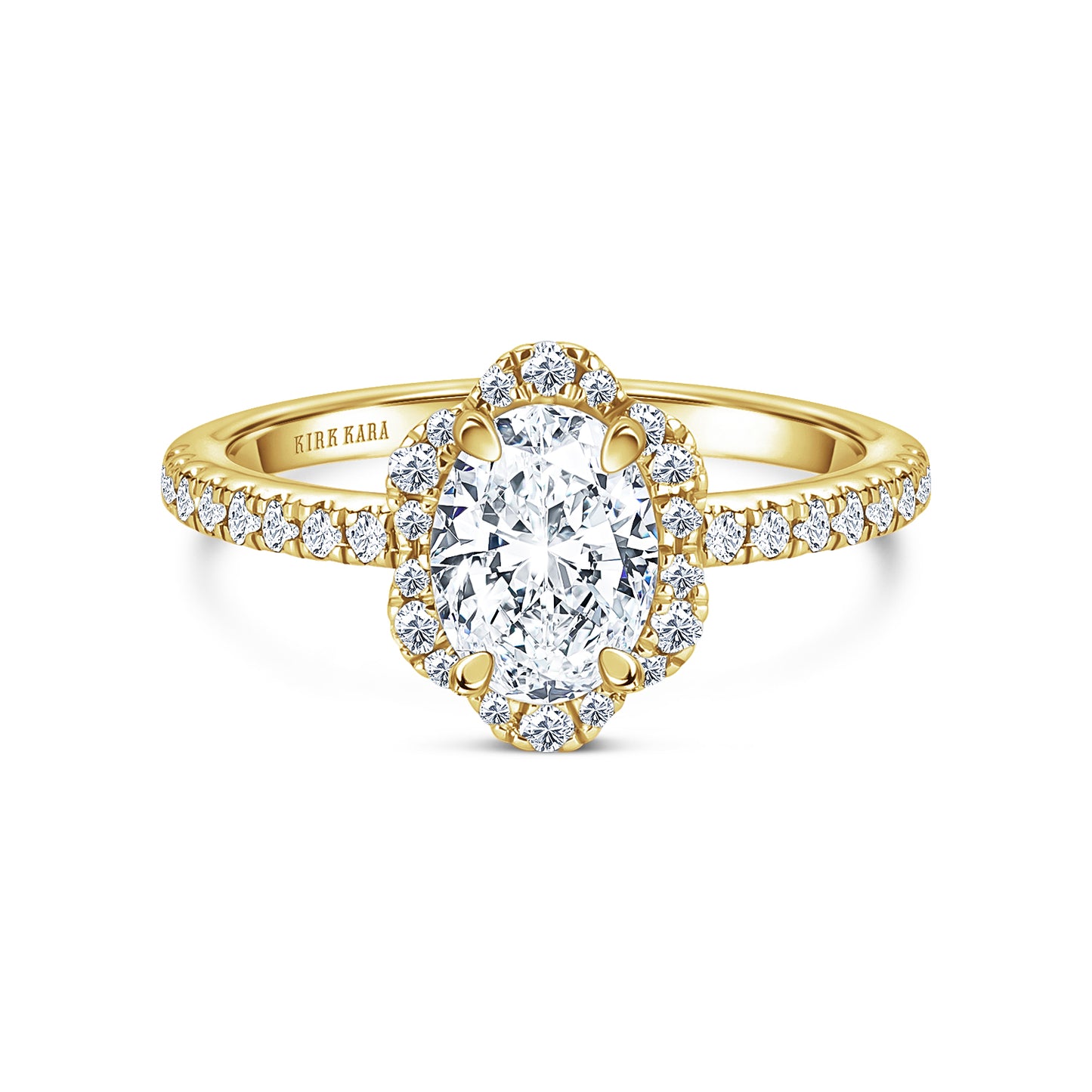 Floral Delicate Halo Diamond Engagement Ring