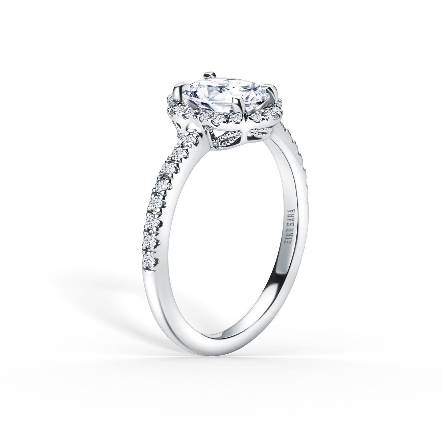 Floral Delicate Halo Diamond Engagement Ring